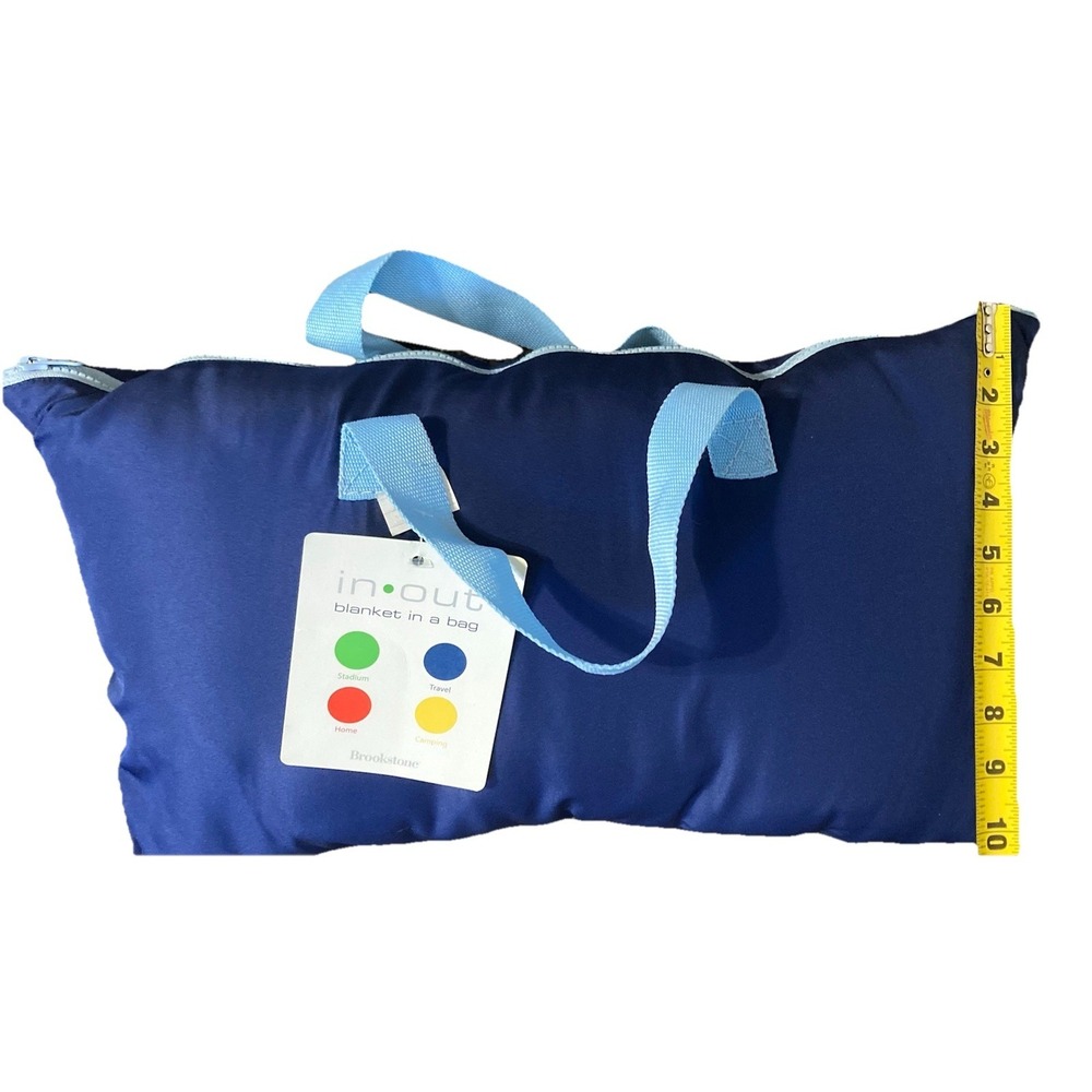 Brookstone Football Stadium Blanket Blue Polyester Zip Closure 72x62 - Picture 4 of 10